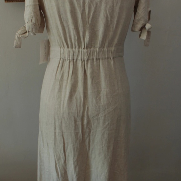 NWT Beige Linen Hayden LA Coconut Button Front Dress - Picture 2 of 5